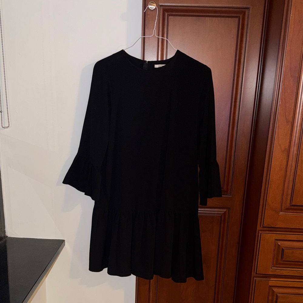 Ganni Elegant Black Ruffle Tunic